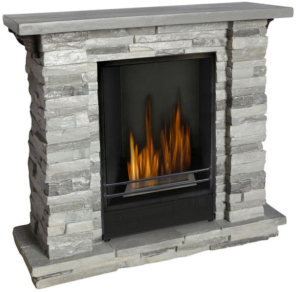 Cheminée au Sol au Bioéthanol 90x30x80 cm Tugullio Gris Effet Pierre online