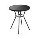 Tavolino da Giardino Rotondo in Ferro con Piano in Vetro Taddei Tosca Nero
