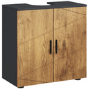 Mobile Sottolavabo da Bagno 60x30x60 cm per Piedistallo con Armadietto 2 Ante in MDF e Bambù Rovere      