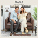 Divano 2 Posti Moderno 130x78x85 cm con Rivestimento in Tessuto Effetto Pelle Traspirante e Gambe in Legno Marrone Scuro      