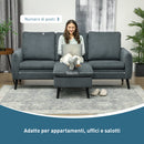 Divano 3 Posti con Poggiapiedi Chaise Longue 196x140x88 cm Effetto Velluto Grigio Carbone  