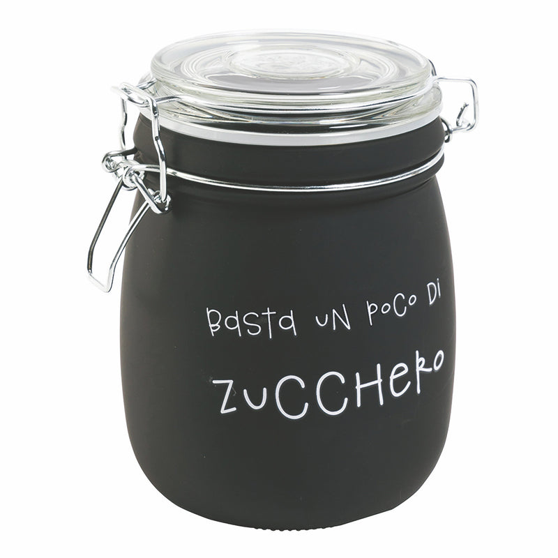 Barattolo Zucchero con Scritta Ø10,8x17,3 cm in Vetro con Chiusura in Metallo VdE Tivoli 1996