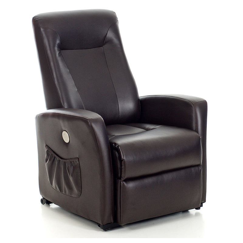 Poltrona Relax Reclinabile a Motore in Cuoio Ludovica Marrone