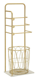 Porta Asciugamani da Terra Trip 40x30x112 cm in Metallo e Marmo Artificiale Oro e Bianco      