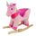 Cheval à bascule pour enfants en bois et peluche licorne rose avec sons