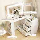Consolle Trucco con Specchio 118x78x135 cm con Specchio e Luci LED Regolabili in MDF Bianco  