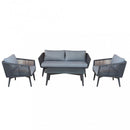 Set Salotto da Giardino Divano 2 Poltrone e Tavolino con Cuscini in Alluminio Antracite