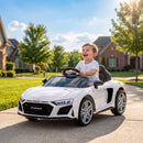 Macchina Elettrica per Bambini 3-6 Anni 12 V Audi R8 Spyder 107x58x44 cm 3-5 km/h con 2 Motori e Telecomando in PP Bianco      