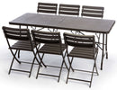 Set Tavolo e 6 Sedie Pieghevoli da Giardino in Ferro Taddei Plastik Wood Marrone Scuro