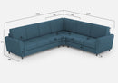 Divano Angolare 6 Posti 288x248x85 cm Yasel in Tessuto Avio