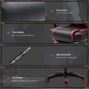 Sedia da Gaming con Rotelle in Similpelle Rosso e Nero 