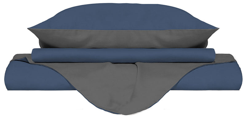 Copripiumino con Sacco e Federe Doubleface Avio\/Fumo