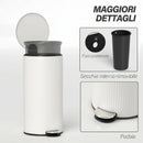 Cestino Spazzatura da 30L con Coperchio a Chiusura Morbida in Metallo e PP Crema      