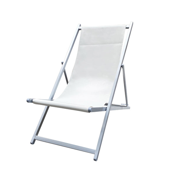 acquista Chaise Longue Pliante 3 Positions en Fer et Tissu Oxford Beige Matera