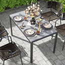 Tavolo da Giardino per 4 Persone con Struttura in Metallo 120x70x72 cm in Rattan PE Grigio