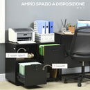 Mobile Ufficio 2 Cassetti 2 Ripiani 80x40x66 cm in Truciolato Nero