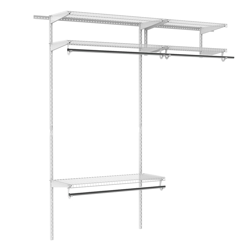 Set Appendiabiti a Muro 178,2x38,8x128 cm con 5 Mensole e 3 Barre Salvaspazio Bianco