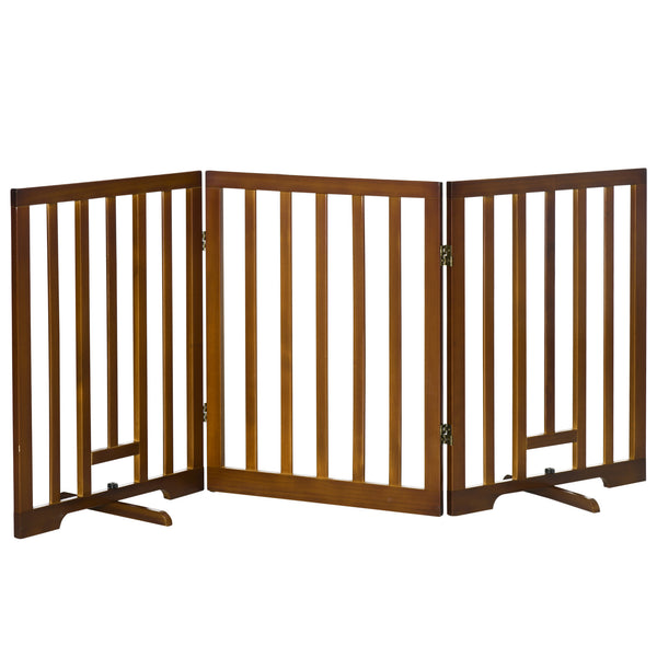Barrière pliable pour chien 181x35x76 cm en bois de pin marron foncé sconto