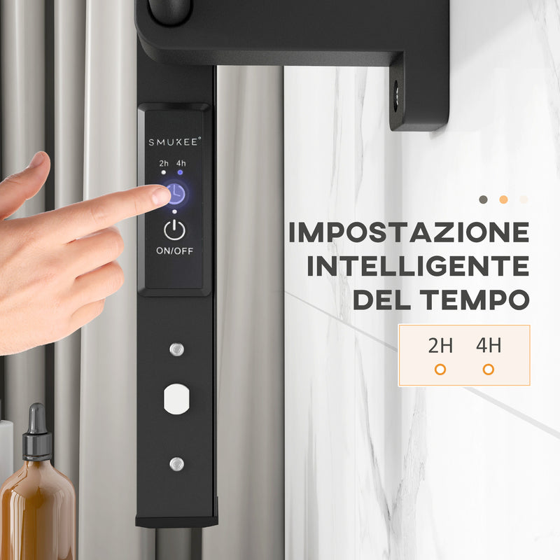 Scaldasalviette Elettrico da Terra o Parete 150W Timer 2-4 Ore 53x35x90 cm Nero