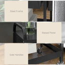 Carrello da Cucina con Cesto Cassetto Estraibile e 3 Ganci 61x32,6x58,5 cm in PP e Metallo Nero