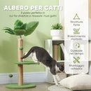Albero Tiragraffi per Gatti Palo in Juta Piattaforme in Peluche e Palline Ø40x83 cm Verde