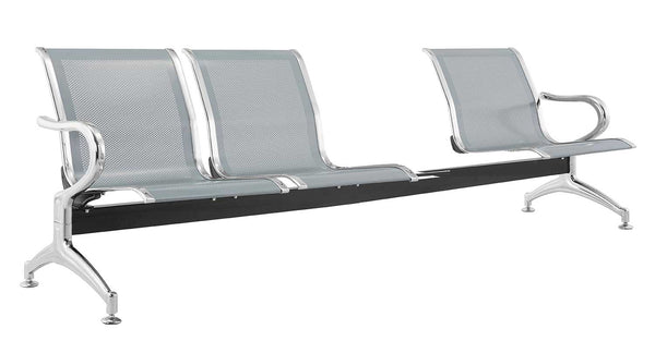 Banc de salle d'attente de bureau 3 places avec table en acier argenté acquista