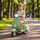 Moto Elettrica per Bambini 3+ Anni Licenza Piaggio Vespa 7,2 V 81x37x63 cm con Rotelle Rimovibili 3-5 km/h Max 30 kg in PP Verde      