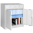 Armadietto  Metallico Porta Documenti 2 Ante 2 Cassetti per Ufficio/Casa in Acciaio Grigio