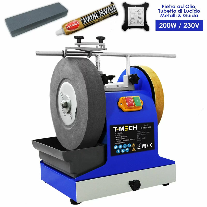 Mola Affilatrice ad Acqua con Coramella in Pelle per Lucidatura