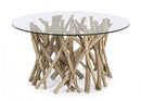 Tavolino con Vetro Samira D80 Rotondo in Teak