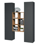 Parete Attrezzata Soggiorno 140x30x180 cm Maruska n°22 Grigio Antracite Opaco