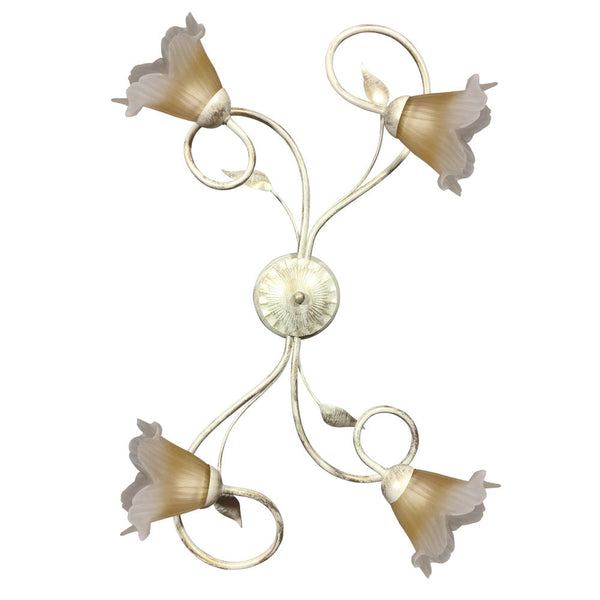 Plafonnier 4xE14 Doré Ivoire Cadre Ambre Dégradé Verre Satiné E-Energy Melania online