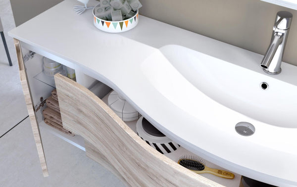 acquista Meuble Salle de Bain Suspendu 121,5cm TFT Swing Blanc Chrome D