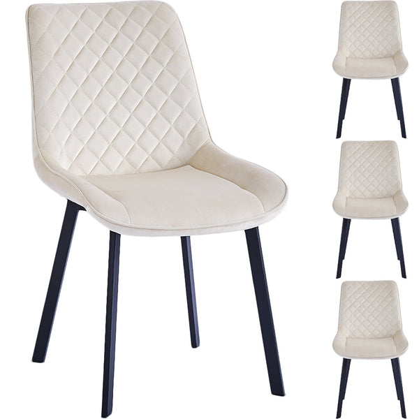 acquista Set 4 Sedie da Pranzo Rivestimento Velluto Beige Sedia Ufficio Casa Ergonomica