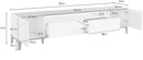 Mobile TV 2 Ante 2 Cassetti 200x40x47 cm Sunrise Bianco Lucido e Acero Pereira