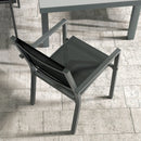 Set Tavolo Allungabile e 6 Sedie Pieghevoli da Giardino  in Alluminio Grigio e Nero