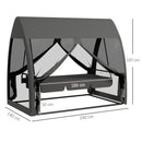 Dondolo da Giardino 2 in 1 Convertibile in Letto 240x140x197 cm con Cuscini e Zanzariera Grigio