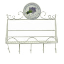 Appendiabiti a Muro 5 Ganci con Mensola 37,5x13xh37 cm in Metallo Bianco