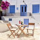 Set Tavolino e 2 Sedie Pieghevoli da Giardino in Legno con Cuscini Genova