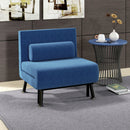 Poltrona Letto Reclinabile in 5 Posizioni 75x70x75 cm in Tessuto Effetto Lino e Acciaio Blu Scuro  