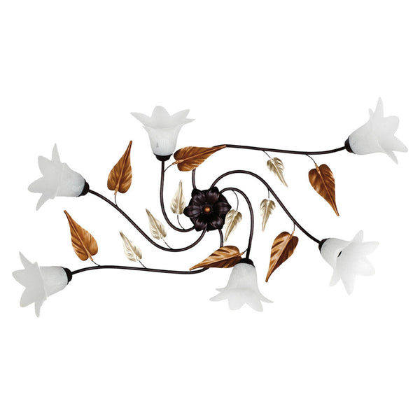 Plafonnier 6xE14 Cuivre Brun Cadre Paille Verre E-Energy Giorgia sconto