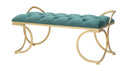 Panca Glam Luxy Verde 103x43x47 cm in Ferro e MDF e Spugna e Poliestere Verde e Oro