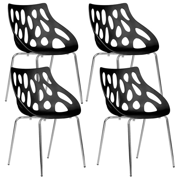 sconto Ensemble de 4 chaises de bureau d'attente Tosini Orlando noires en polypropylène