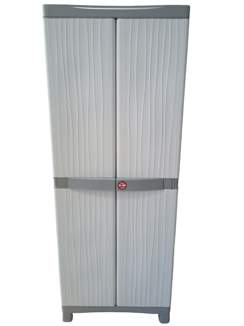 Armadio in Resina Antiurto Terry Wave 2A 70X44X181Cm 2 Ante 5 Ripiani da Esterno Seconda Scelta