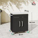 Carrello da Cucina Piano in Acciaio Inox 86x50x86.5 cm Armadietto con Struttura in Metallo Nero   