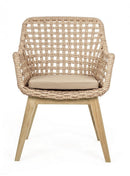 Set 2 Sedie 46x46x82h cm con Braccioli e Cuscini Madison Naturale