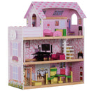 Casa delle Bambole per Bambini a 3 Piani con Ascensore Rosa 60x30x71.5 cm 