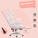 Sedia Gaming Ergonomica 65x63x136-142A cm con Orecchie in Finta Pelle Rosa  
