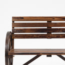 Panchina da Giardino 2 Posti 105,5x56x79 cm con Braccioli a Ruota di Carro in Legno a Doghe Marrone Bruciato      