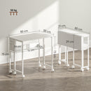 Scrivania Pieghevole Salvaspazio a Ribalta 80x50-21x75 cm con Scaffale e Ruote in MDF Bianco   